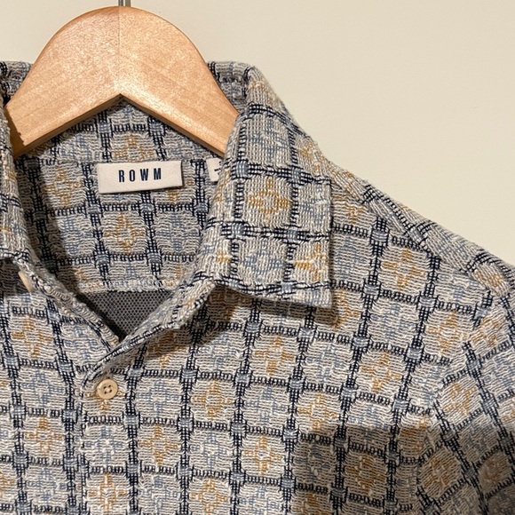 Men's ROWM Blue Patterned Shirt - Picture 2 of 2